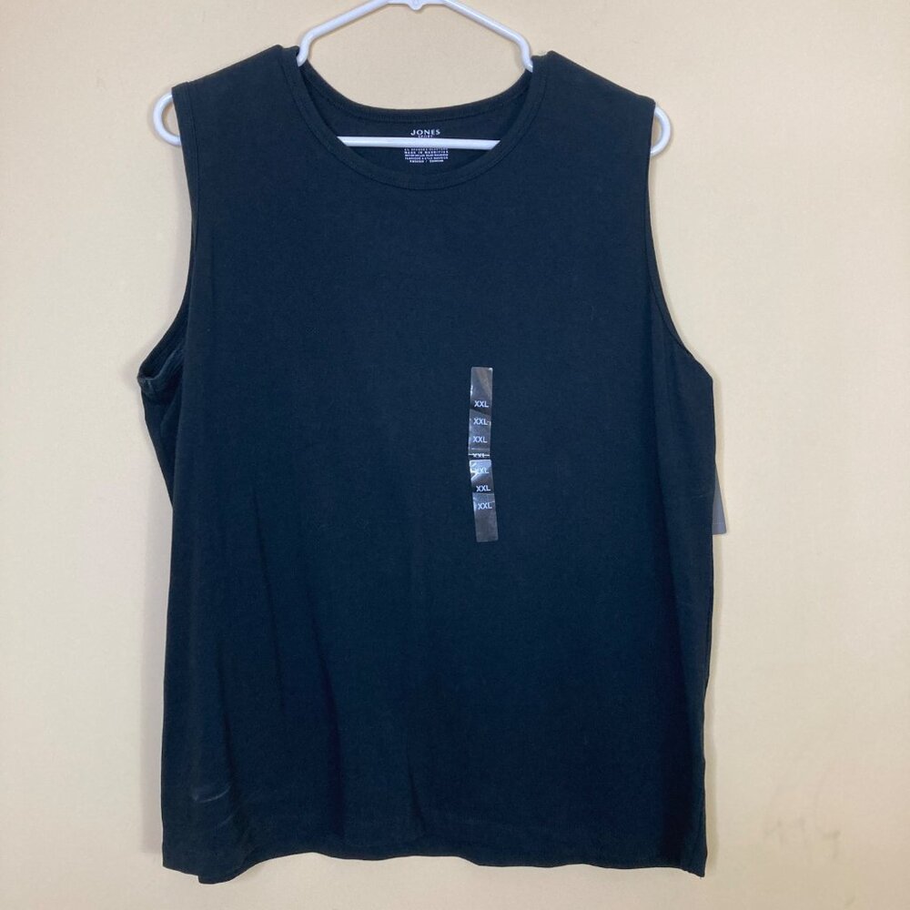 Jones Sport Black Sleeveless Crew Tank Top Top XXL Stretch Plus Career Goth